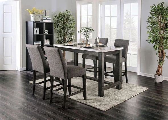 Furniture of America - Brule 5 Pc. Counter Ht. Table Set in White/Antique Black