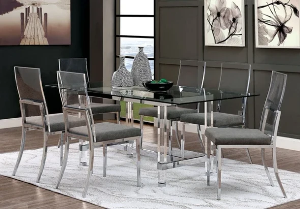 Furniture of America - Casper 7 Pc. Dining Table Set in Acrylic
