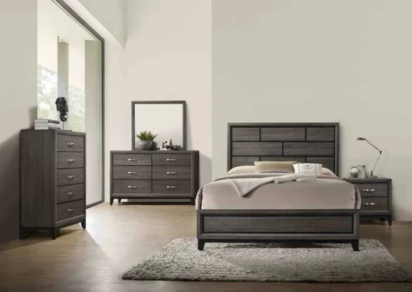 Furniture of America - Errico - 4 Pc. Queen Bedroom Set w/ Chest - Gray