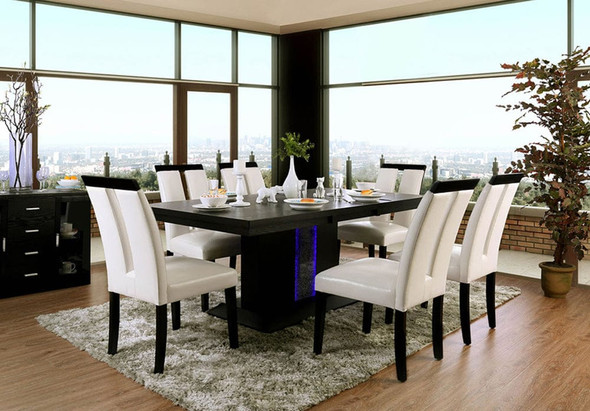 Furniture of America - Evangeline 7 Pc. Dining Table Set in Black/Beige