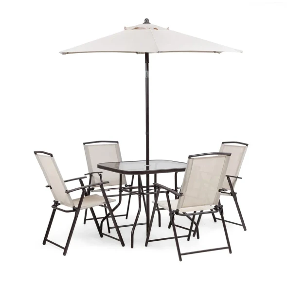 Furniture of America - Fallone 6 Pc. Outdoor Dining Set in Beige