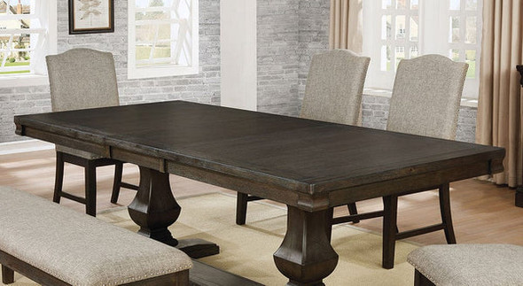 Furniture of America - Faulk 7 Pc. Dining Table Set in Espresso, Warm Gray