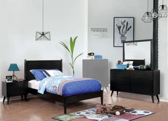 Furniture of America - Lennart Ii 5 Pc. Queen Bedroom Set w/ 2NS in Black