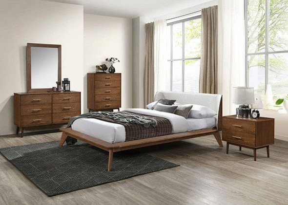 Furniture of America - Lenzburg 5 Pc. Queen Bedroom Set w/ Chest in Walnut/Beige
