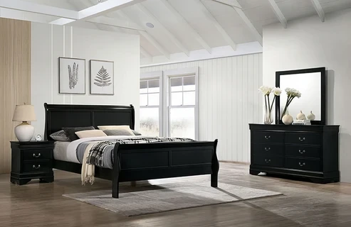 Furniture of America - Louis Philippe - 3 Pc. Queen Bedroom Set - Black