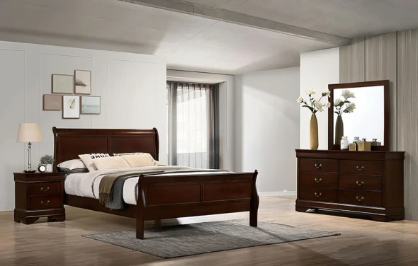 Furniture of America - Louis Philippe - 3 Pc. Queen Bedroom Set - Dark Cherry