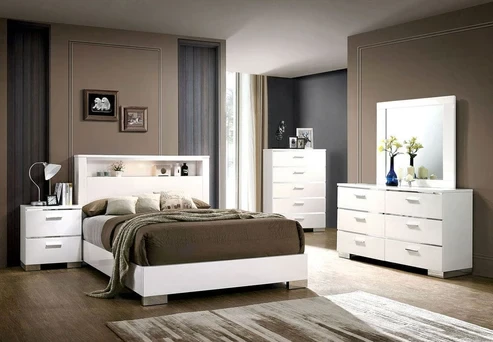 Furniture of America - Malte 5 Pc. Queen Bedroom Set w/ Chest in White