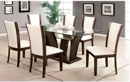 Furniture of America - Manhattan 7 Pc. Dining Table Set in White