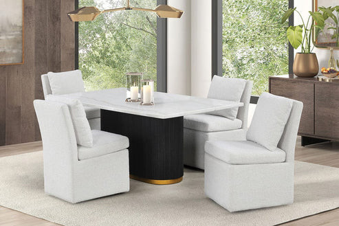 Furniture of America - Morges 5 Pc. Dining Table Set in Black/White