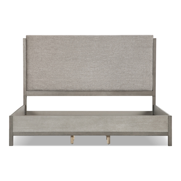 Eastern King Size Bed Frame Grimsby Stone Gray Padded Fabric Headboard