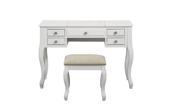 White Finish Traditional Style 3 piece Vanity Set