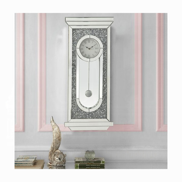Glam Mirrored & Faux Diamonds Wall Clock