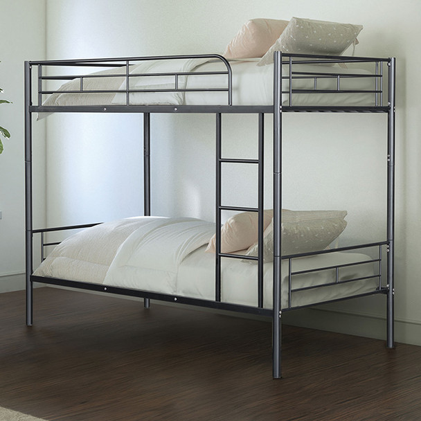Plutus Black Finish Twin/Twin Metal BunkBed Frame