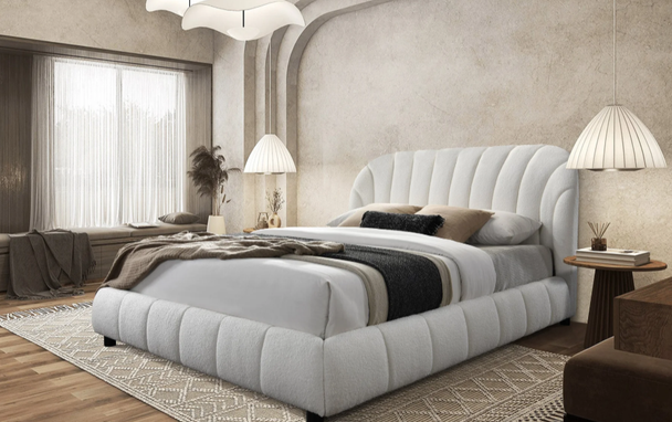 Teddy Bear Fabric Bed in Fluffy Cloud Design Queen Size Bed Frame