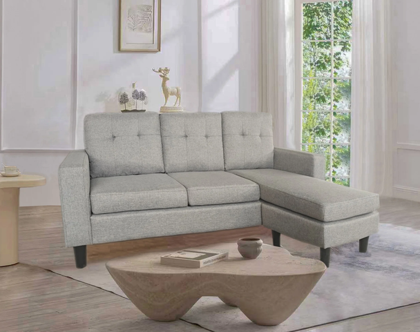 Mellone Light Grey Reversible Chaise Couch Sofa Sectional