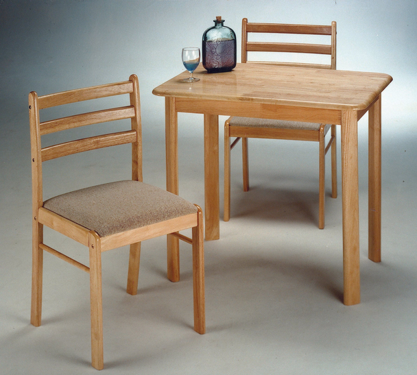 Breakfast Table Natural Finish Dining Chair Table Set 3pc