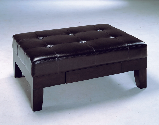 Ottoman / Bench with Drawer Espresso PU