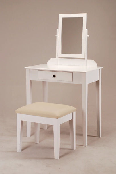 Vellara White Finish Wood Vanity Stool Set