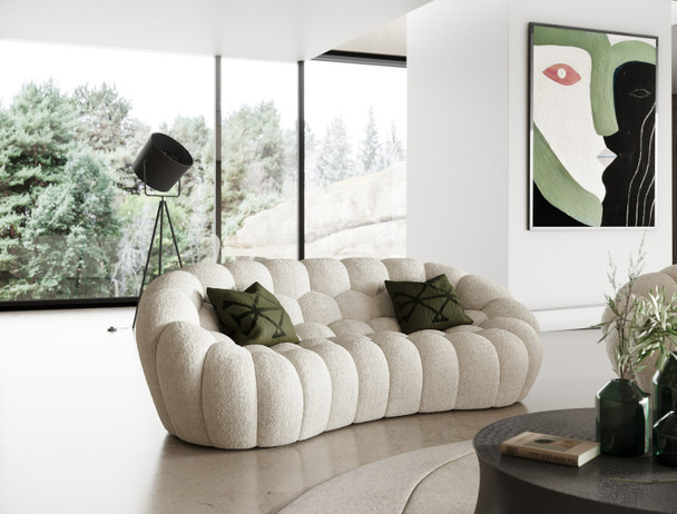 Casa Yolonda Modern Curved Off-White Fabric Loveseat