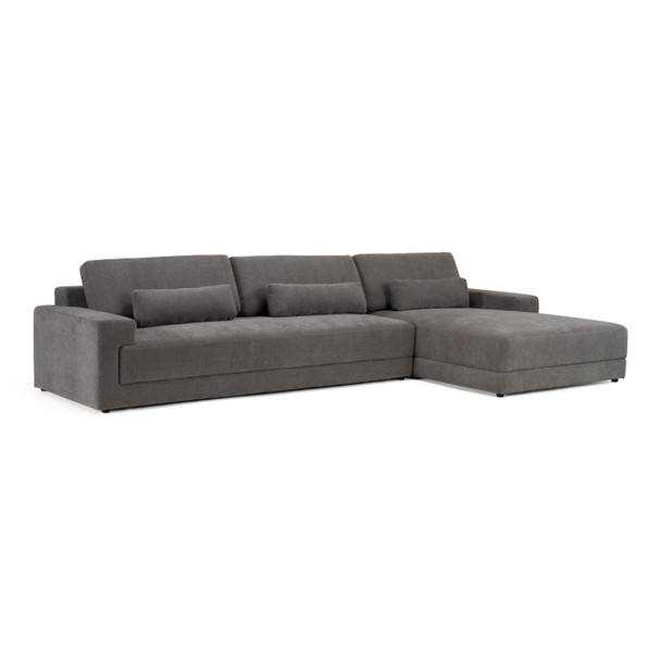 Casa Loki Modern Grey Fabric Right Facing Sectional Sofa