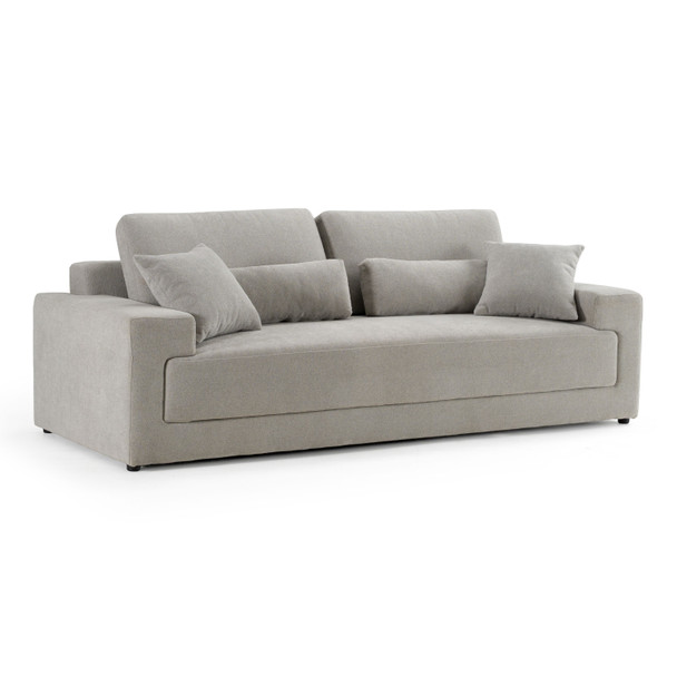 Casa Loki Modern Grey Fabric 3-Seat Couch Sofa