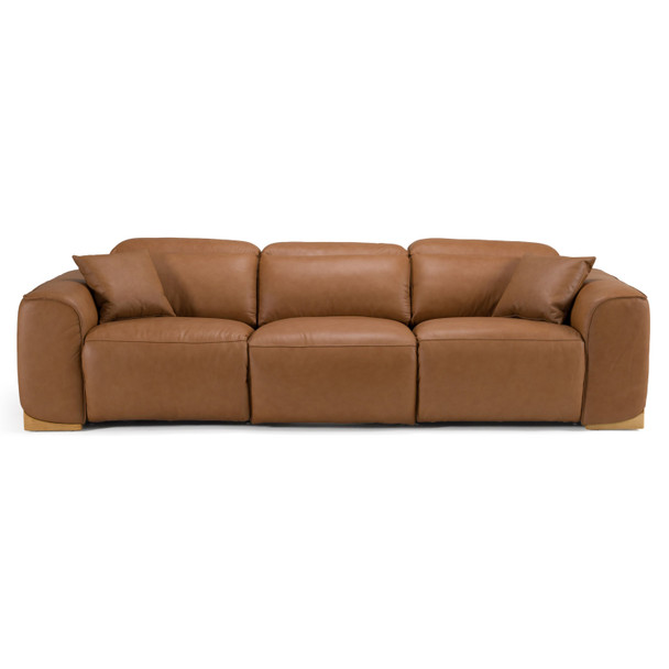 Casa Hagerty Modern Brown Leather Sofa with 2 Power Recliners