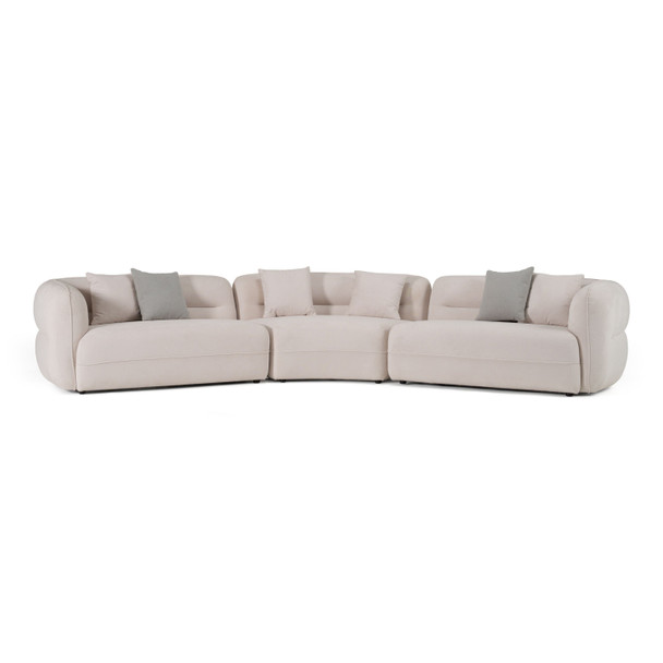 Casa Gypsy Modern Off-White Fabric Curved Sectional Sofa