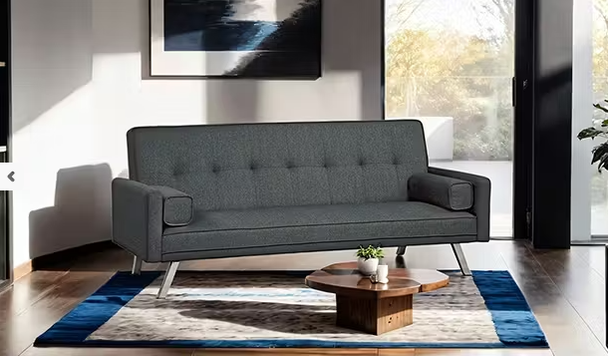 Furniture of America Dark Grey Couch Sofa Futon Sofa Bed TM2001DG