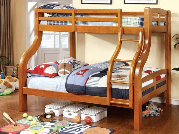 Furniture of America - Solpine Twin/Full Bunk Bed in Oak