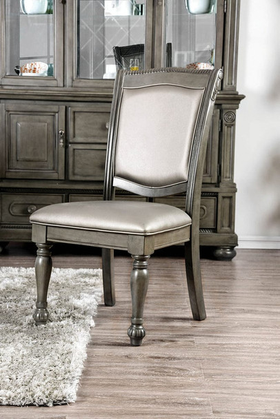 Furniture of America - Alpena Side Chair Set of 2 in Gray/Silver