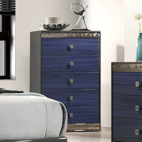 Furniture of America - Morcote Chest in Ash Gray/Indigo Blue