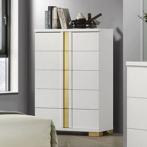 Furniture of America - Lillestrom Chest in White/Gold