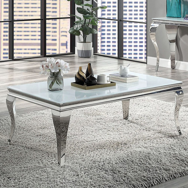 Furniture of America - Wetzikon Coffee Table in White/Silver