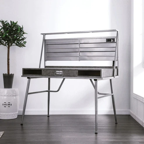 Furniture of America - Mccredmond Desk w/ USB in Silver