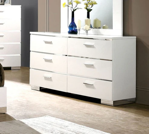 Furniture of America - Malte Dresser in White/Chrome