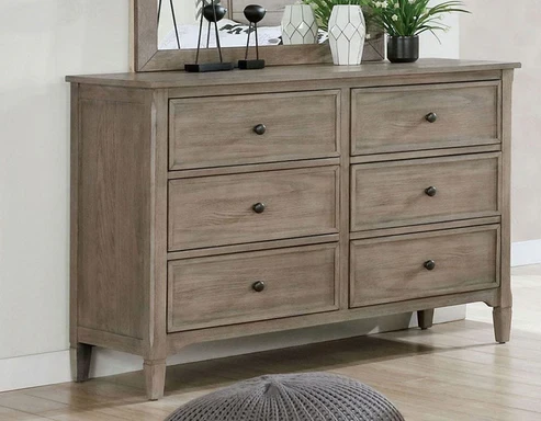 Furniture of America - Vevey Dresser in Wire-Brushed Warm Gray