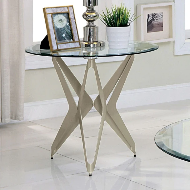 Furniture of America - Alvise End Table in Champagne