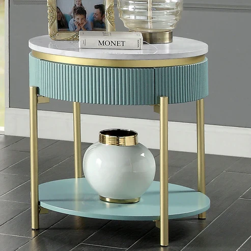 Furniture of America - Koblenz End Table in Light Teal