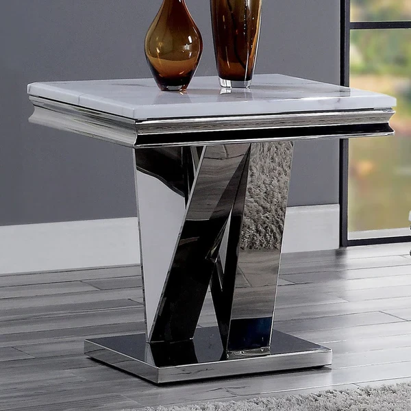 Furniture of America - Villarsglane End Table in Chrome