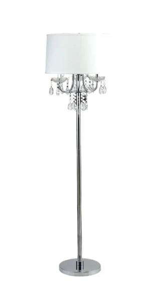 Furniture of America - Jada Floor Lamp in Chrome/White