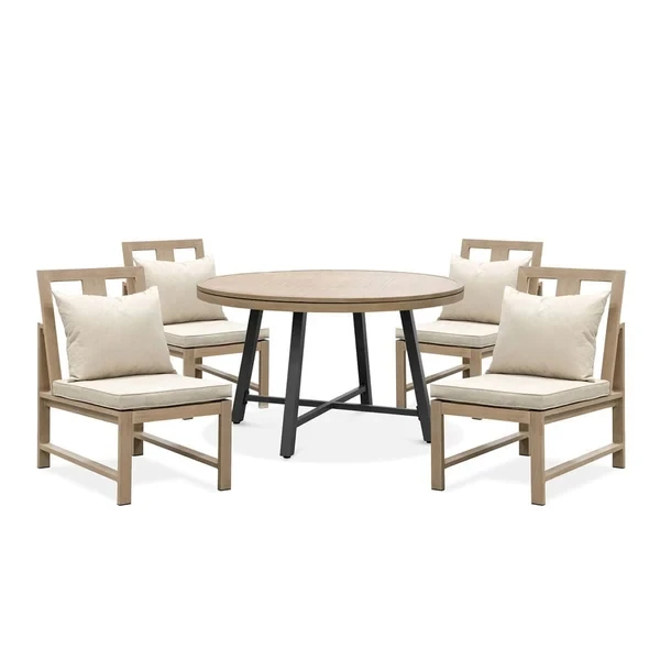 Furniture of America - Lyon 5 Pc. Game Table Set w/ 4 Armless Chairs in Black/Natural/Brown