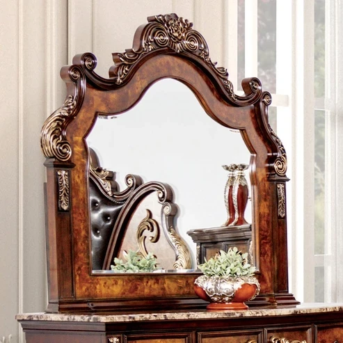 Furniture of America - Aquilina Mirror in Dark Cherry/Oak