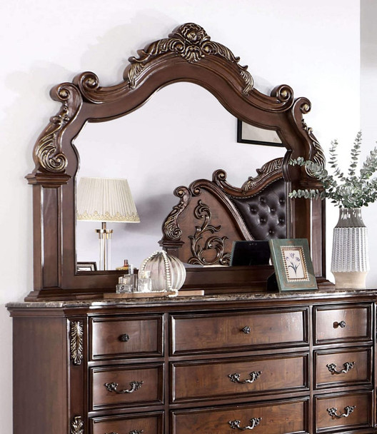 Furniture of America - Esparanza Mirror in Brown Cherry