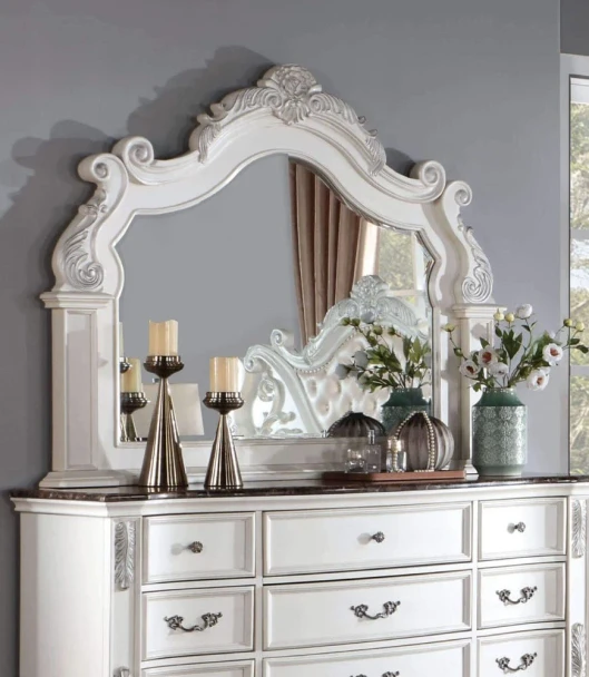 Furniture of America - Esparanza Mirror in Pearl White