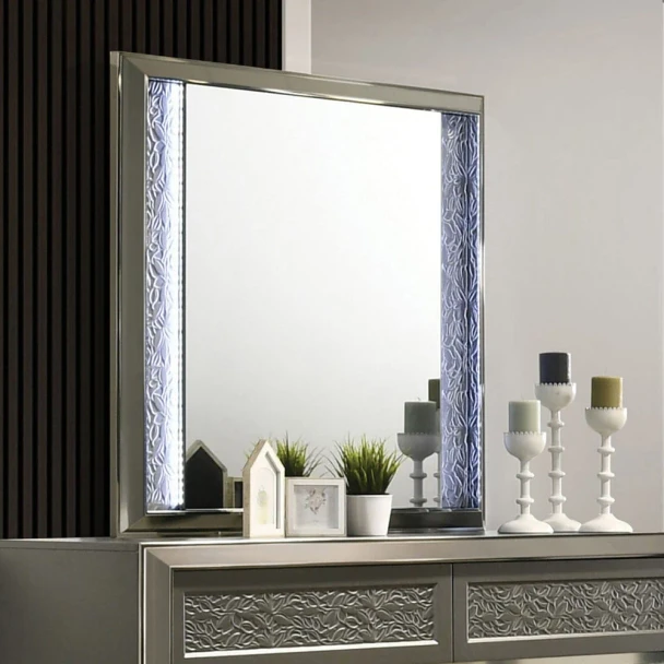 Furniture of America - Leyland Mirror w/ LED in Dark Gray