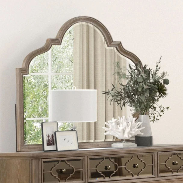 Furniture of America - Lyris Mirror in Rustic Oak