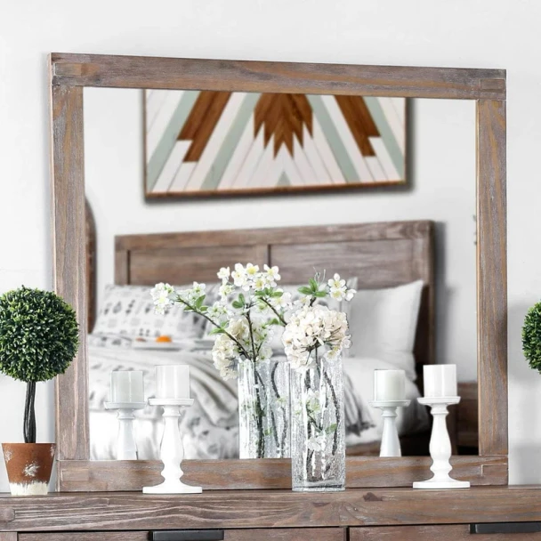 Furniture of America - Wynton Mirror in Weathered Light Oak