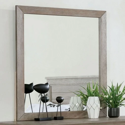 Furniture of America - Vevey Mirror in Wire-Brushed Warm Gray