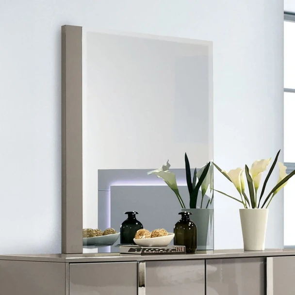 Furniture of America - Sinistra Mirror in Light Taupe