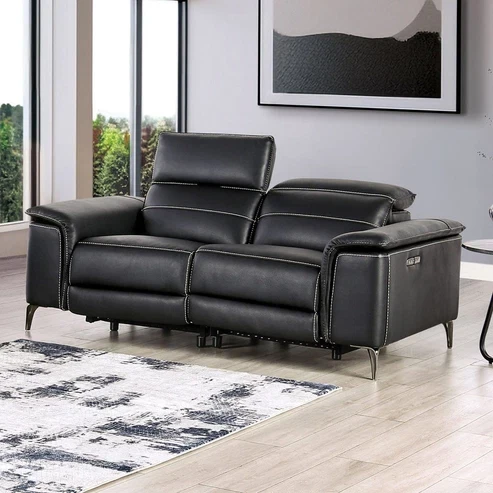 Furniture of America - Ascona Power Loveseat in Black